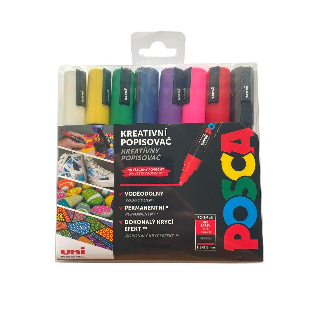 POSCA akrylový popisovač PC-5M Sada základných farieb 8 ks